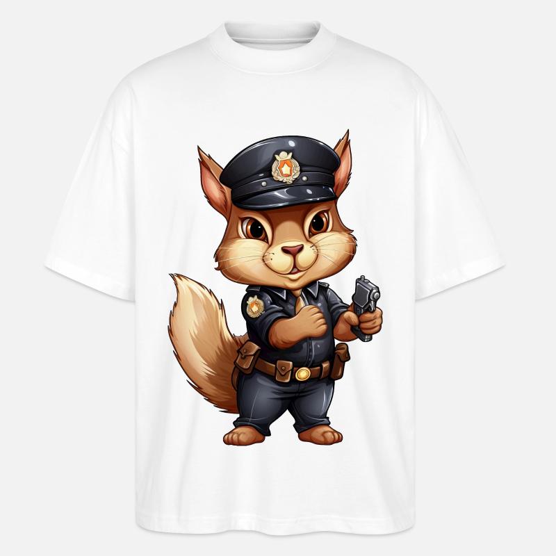 Eichhörnchen Polizist - Stanley/Stella Oversized Unisex Bio T-Shirt Blaster 2.0 - Weiß