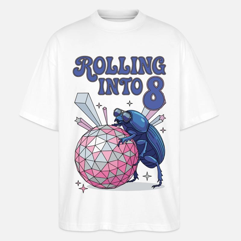 Rolling Into 8 Disco-Mistkäfer - T-shirt bio Blaster 2.0 coupe oversize Stanley/Stella Unisexe - blanc