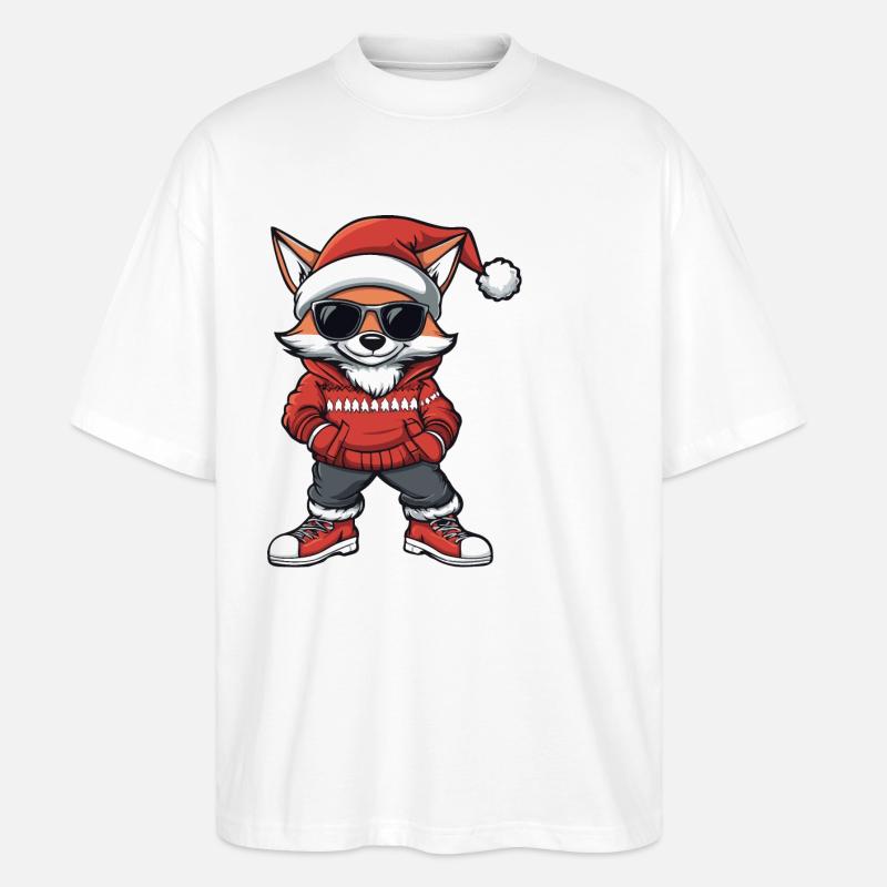 Fuchs Weihnachten Comic Cool - Stanley/Stella Oversized Unisex Bio T-Shirt Blaster 2.0 - Weiß