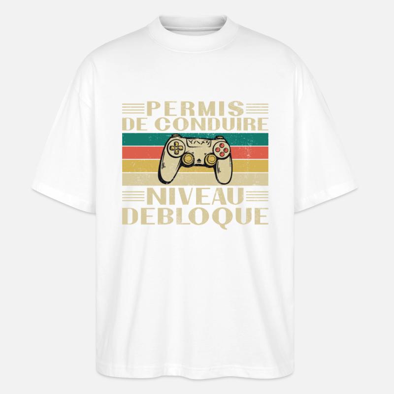 Driver's License Level Unlocked - Stanley/Stella Oversized Unisex Organic T-shirt Blaster 2.0 - white