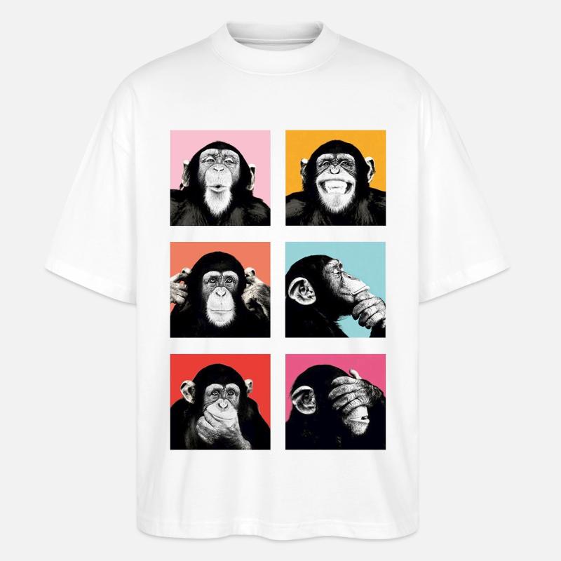 Pop-Art Affe Farbexplosion - Stanley/Stella Oversized Unisex Bio T-Shirt Blaster 2.0 - Weiß