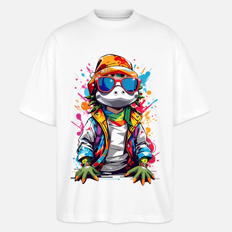 Coole Krokodil - Stanley/Stella Oversized Unisex Bio T-Shirt Blaster 2.0 - Weiß