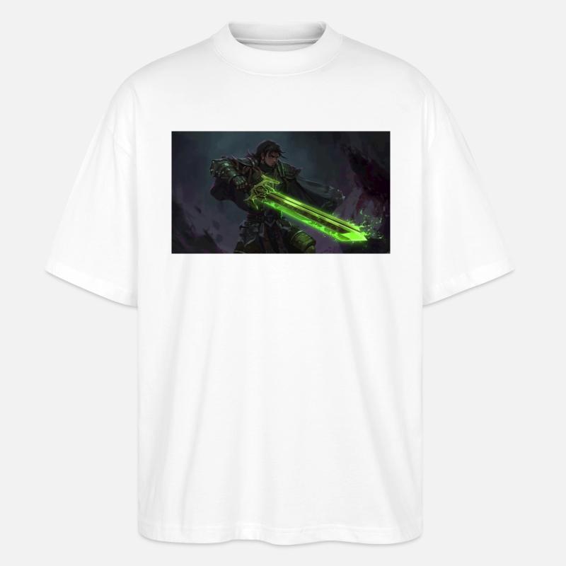 Krieger mit grünem Lichtschwert - Stanley/Stella Oversized Unisex Bio T-Shirt Blaster 2.0 - Weiß