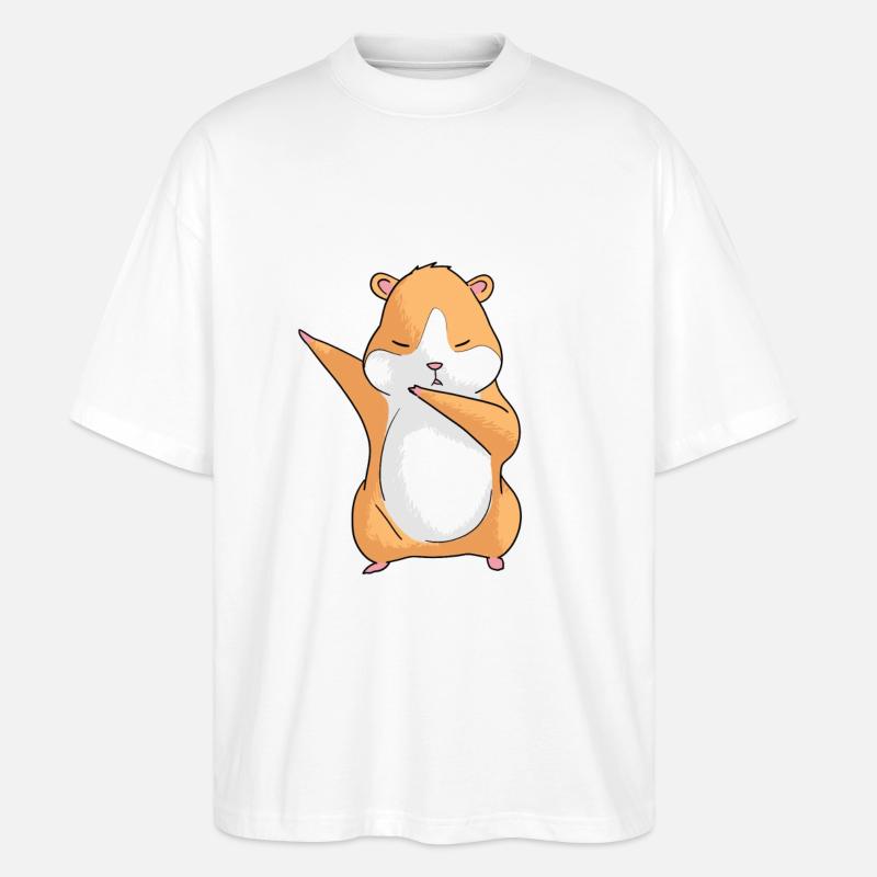 Dancing Hamsters - Teddyhamster Dabbing Dancing - Stanley/Stella Oversized Unisex Organic T-shirt Blaster 2.0 - white