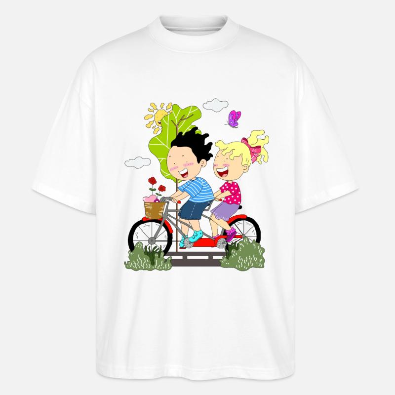 Fahrrad Paar geschenk shirt - Stanley/Stella Oversized Unisex Bio T-Shirt Blaster 2.0 - Weiß