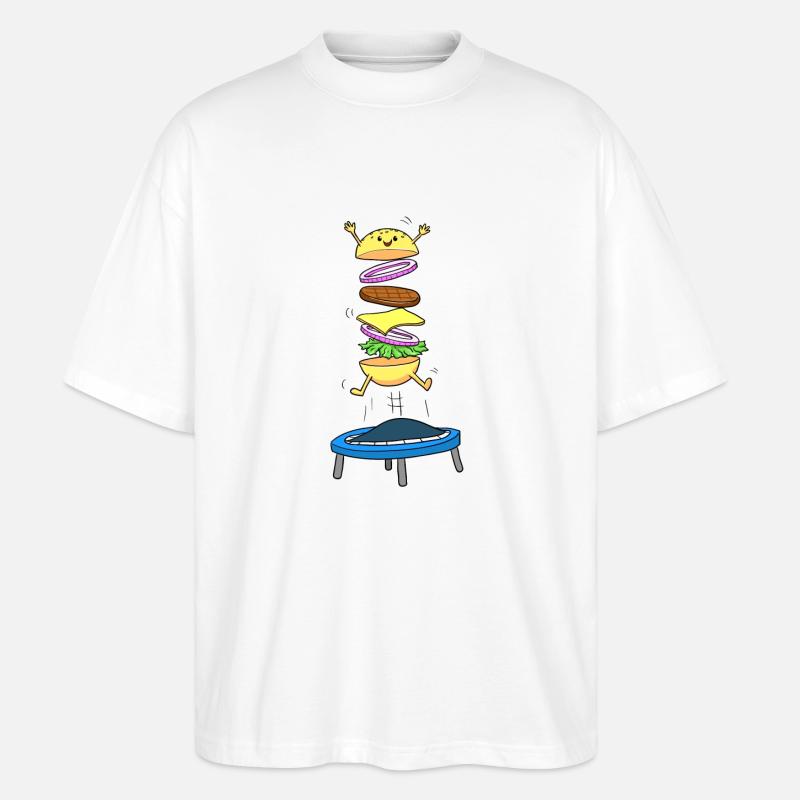 Burger Hamburger Cheeseburger Saut d'obstacles - T-shirt bio Blaster 2.0 coupe oversize Stanley/Stella Unisexe - blanc