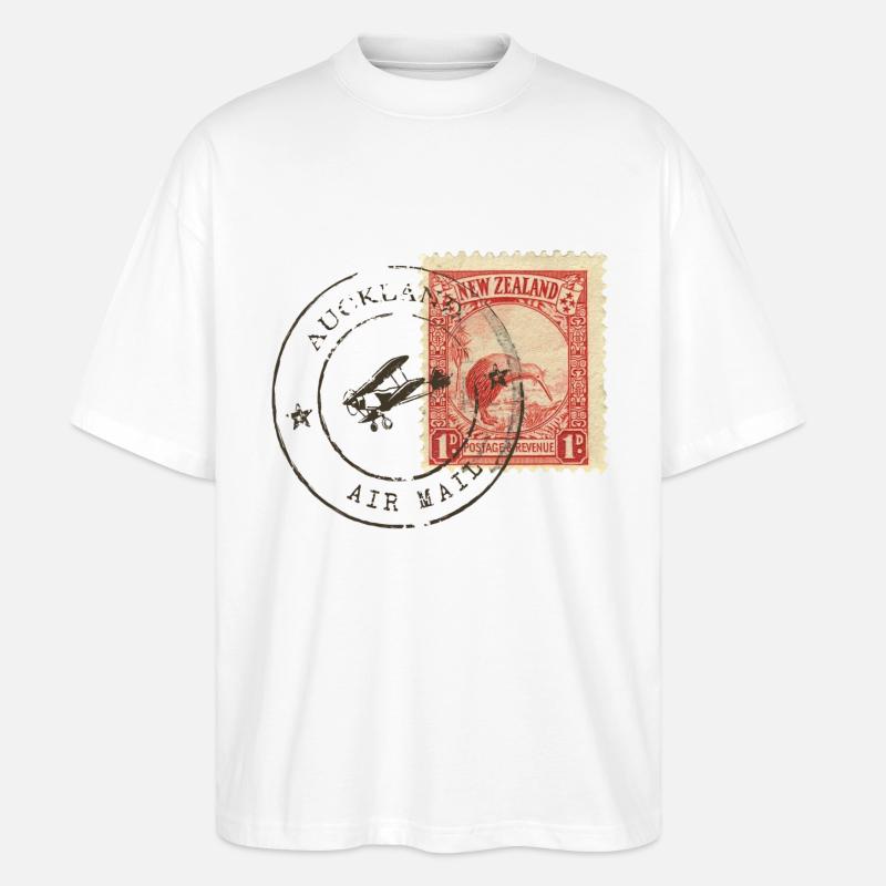 Kiwi Briefmarke - Stanley/Stella Oversized Unisex Bio T-Shirt Blaster 2.0 - Weiß