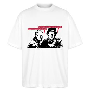 et si on rencontre la vraie patrouille aussi - T-shirt bio Blaster 2.0 coupe oversize Stanley/Stella Unisexe - blanc - Devant - Alina (178cm) & Michal (187cm)
