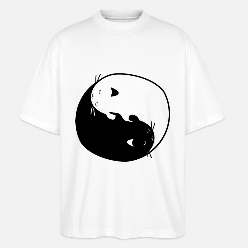 Katze yin yang - Stanley/Stella Oversized Unisex Bio T-Shirt Blaster 2.0 - Weiß