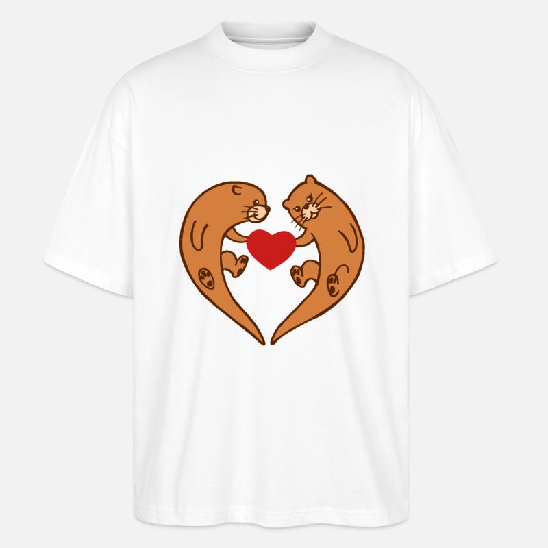 Otter mit Herz - Stanley/Stella Oversized Unisex Bio T-Shirt Blaster 2.0 - Weiß