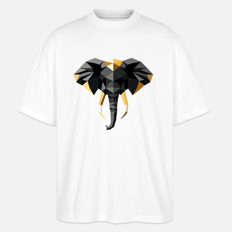 Elephant Low Poly Design - T-shirt bio Blaster 2.0 coupe oversize Stanley/Stella Unisexe - blanc