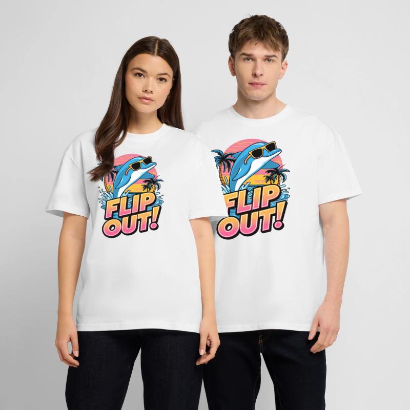 Fun Dolphin Flip Out Design avec lunettes de soleil T-shirt bio Blaster 2.0 coupe oversize Stanley/Stella Unisexe