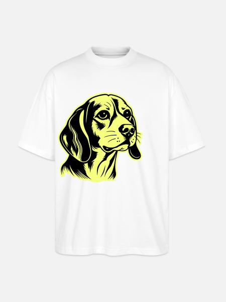 Beagle Dog Head - Stanley/Stella Oversized Unisex Organic T-shirt Blaster 2.0 - white