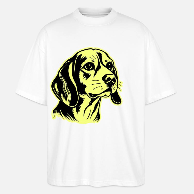 Beagle Hund Kopf - Stanley/Stella Oversized Unisex Bio T-Shirt Blaster 2.0 - Weiß