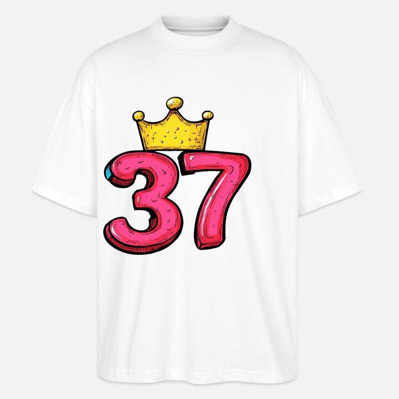 37 Zahl Krone - Stanley/Stella Oversized Unisex Bio T-Shirt Blaster 2.0 - Weiß