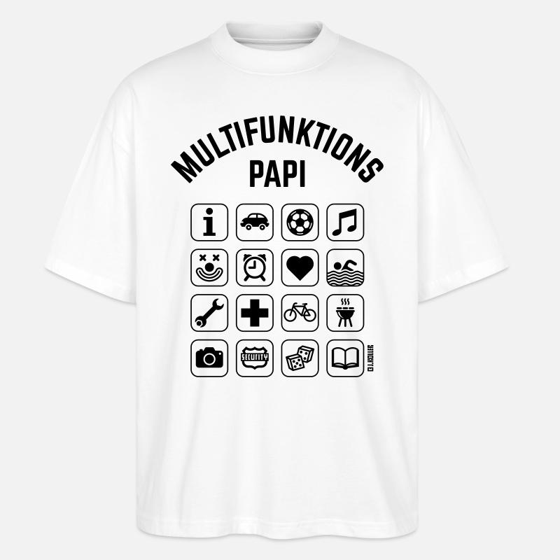 Multifunktions Papi (16 Icons) - Stanley/Stella Oversized Unisex Bio T-Shirt Blaster 2.0 - Weiß