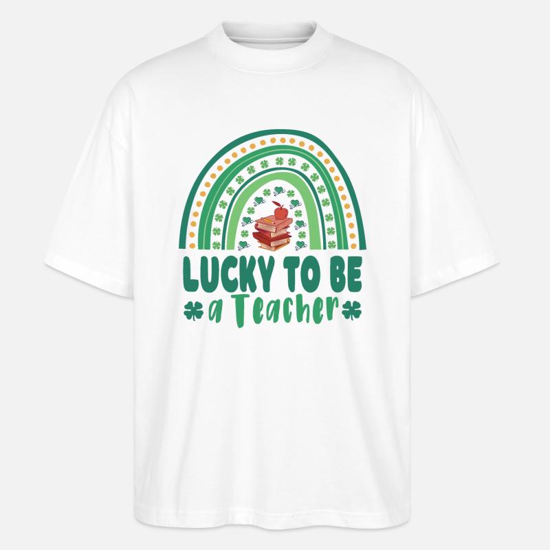 Le bonheur d’être enseignant - T-shirt bio Blaster 2.0 coupe oversize Stanley/Stella Unisexe - blanc