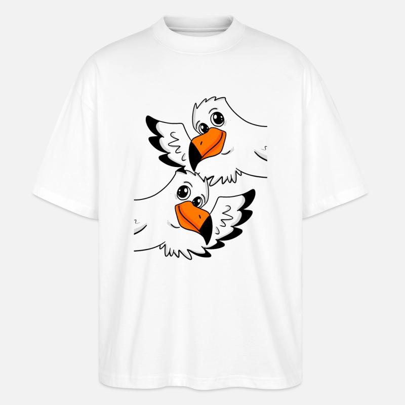 Mouette de salutation bienvenue - T-shirt bio Blaster 2.0 coupe oversize Stanley/Stella Unisexe - blanc