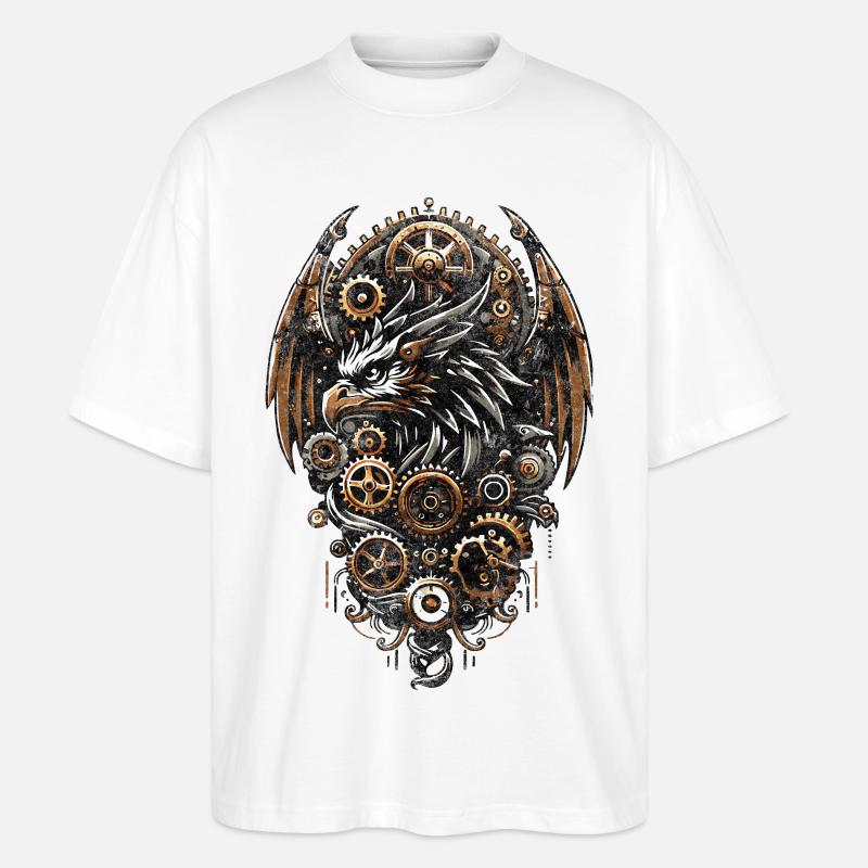 STEAMPUNK EAGLE - Stanley/Stella Oversized Unisex Organic T-shirt Blaster 2.0 - white