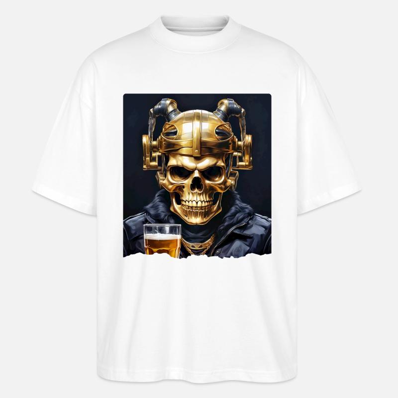 Beer Skull 0.9 - Stanley/Stella Oversized Unisex Organic T-shirt Blaster 2.0 - white