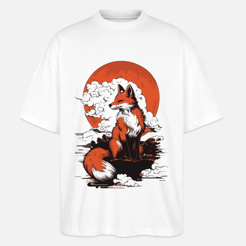 Fuchs Kitsune Japan - Stanley/Stella Oversized Unisex Bio T-Shirt Blaster 2.0 - Weiß