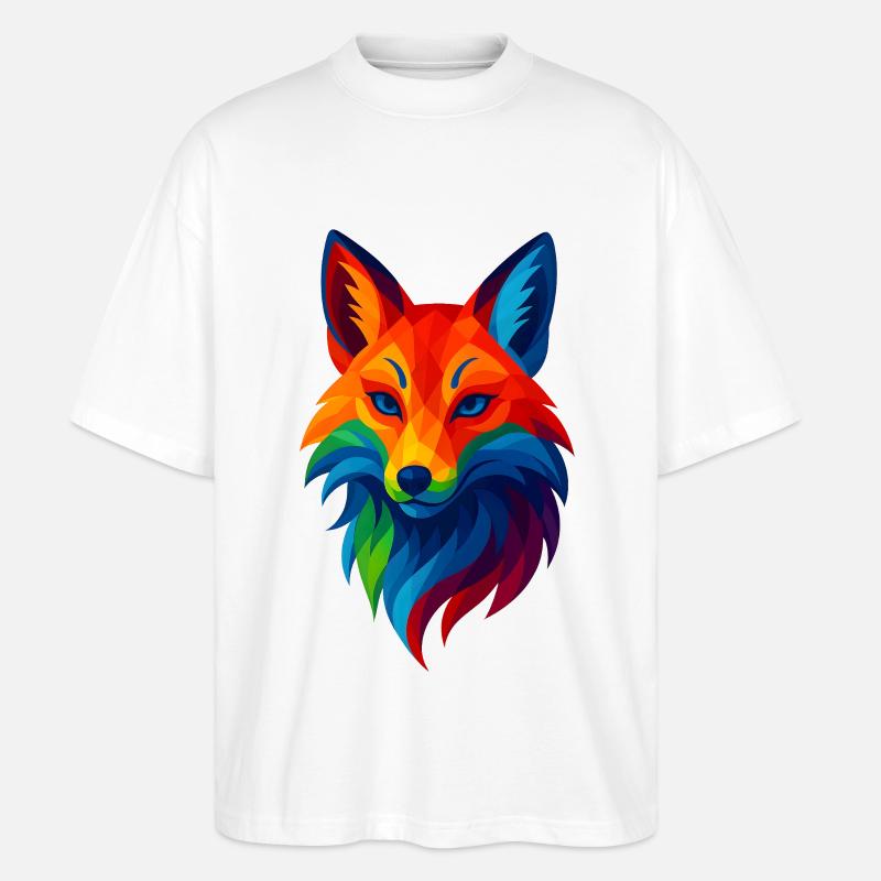 WPAP Stil Tiere - Kitsune Fuchsgeist - Stanley/Stella Oversized Unisex Bio T-Shirt Blaster 2.0 - Weiß