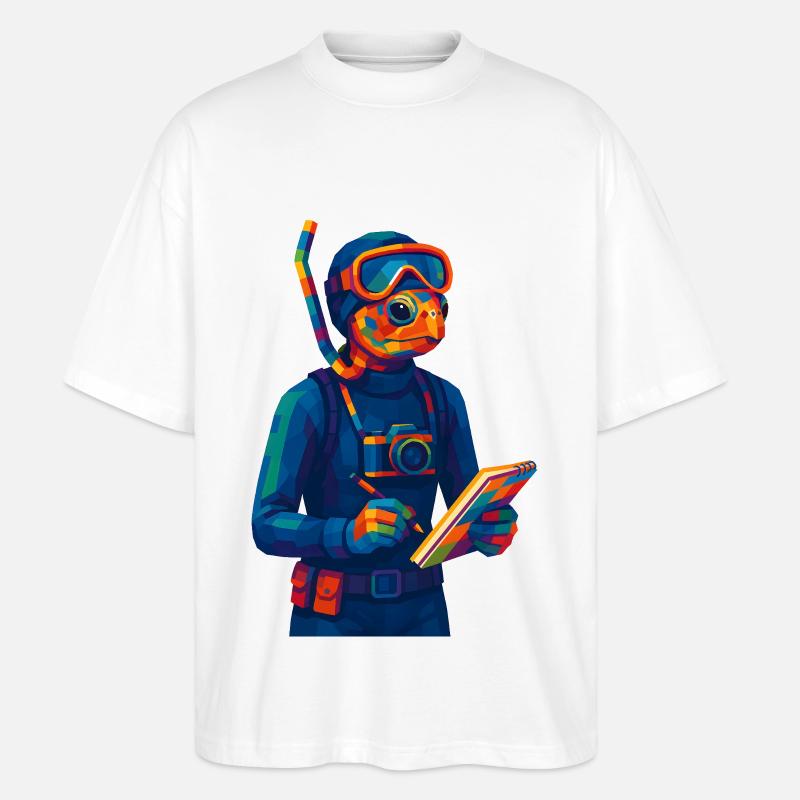 WPAP Polygon Stil Tiere - Meeresbiologin - Stanley/Stella Oversized Unisex Bio T-Shirt Blaster 2.0 - Weiß