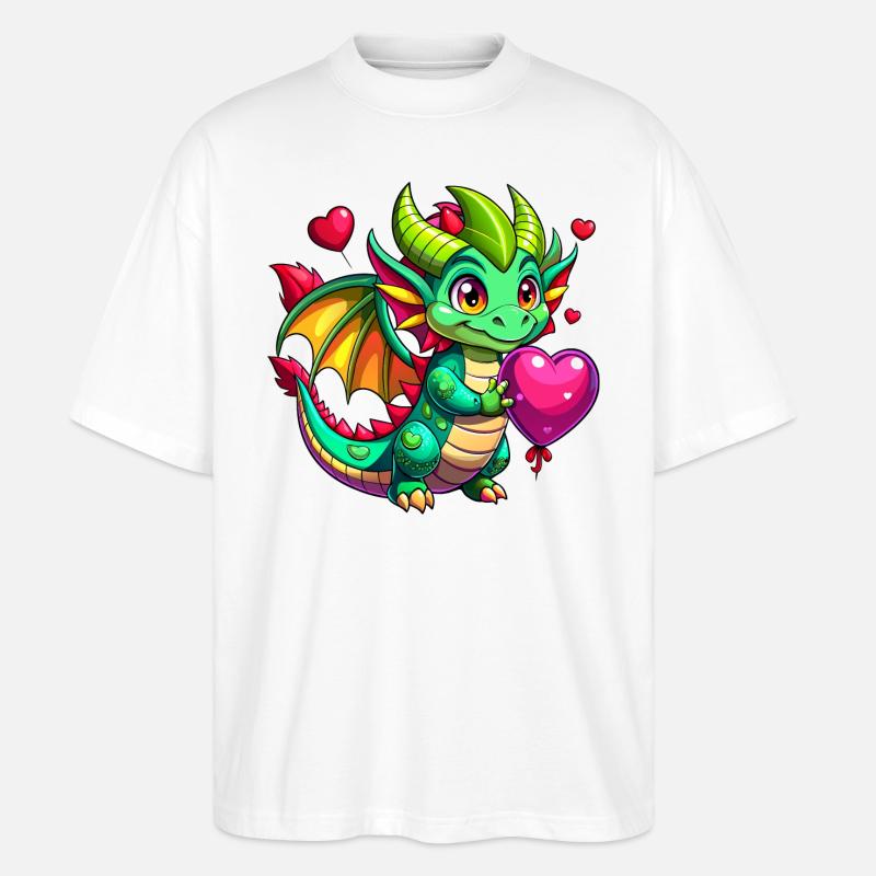 Farbenfroher Drache - Stanley/Stella Oversized Unisex Bio T-Shirt Blaster 2.0 - Weiß