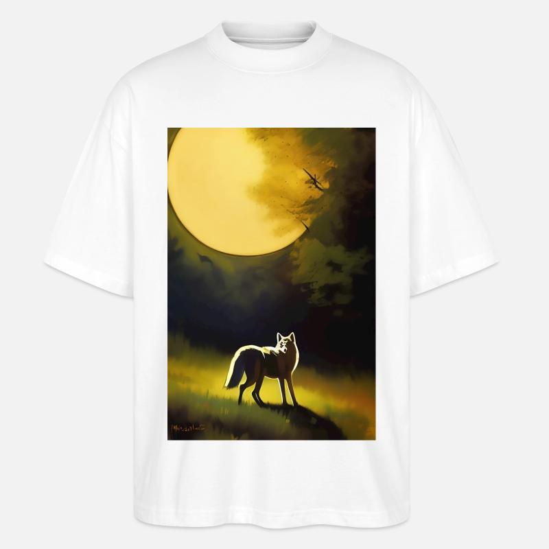 Wolf und Mond - Stanley/Stella Oversized Unisex Bio T-Shirt Blaster 2.0 - Weiß
