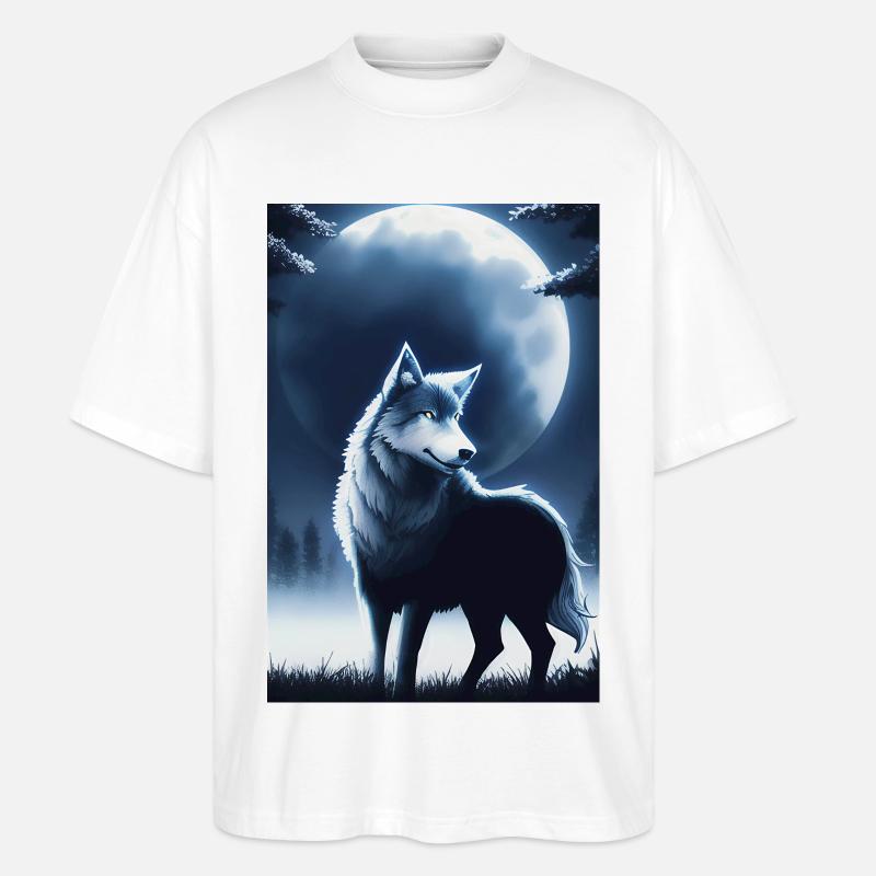Wolf und Mond - Stanley/Stella Oversized Unisex Bio T-Shirt Blaster 2.0 - Weiß