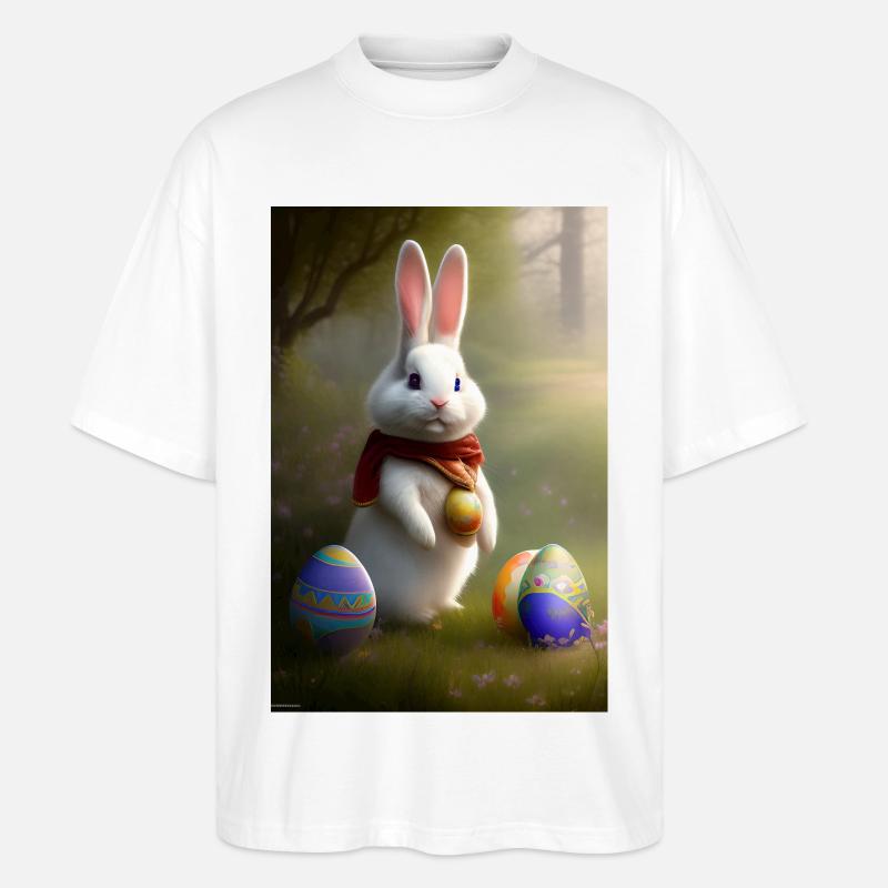 Easter Bunny with Easter Eggs - Stanley/Stella Oversized Unisex Organic T-shirt Blaster 2.0 - white