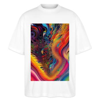 Art abstrait - T-shirt bio Blaster 2.0 coupe oversize Stanley/Stella Unisexe - blanc - Devant - Alina (178cm) & Michal (187cm)