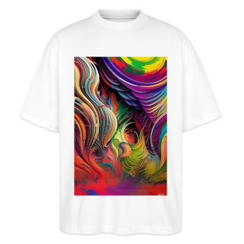 Art abstrait - T-shirt bio Blaster 2.0 coupe oversize Stanley/Stella Unisexe - blanc - Devant - Alina (178cm) & Michal (187cm)