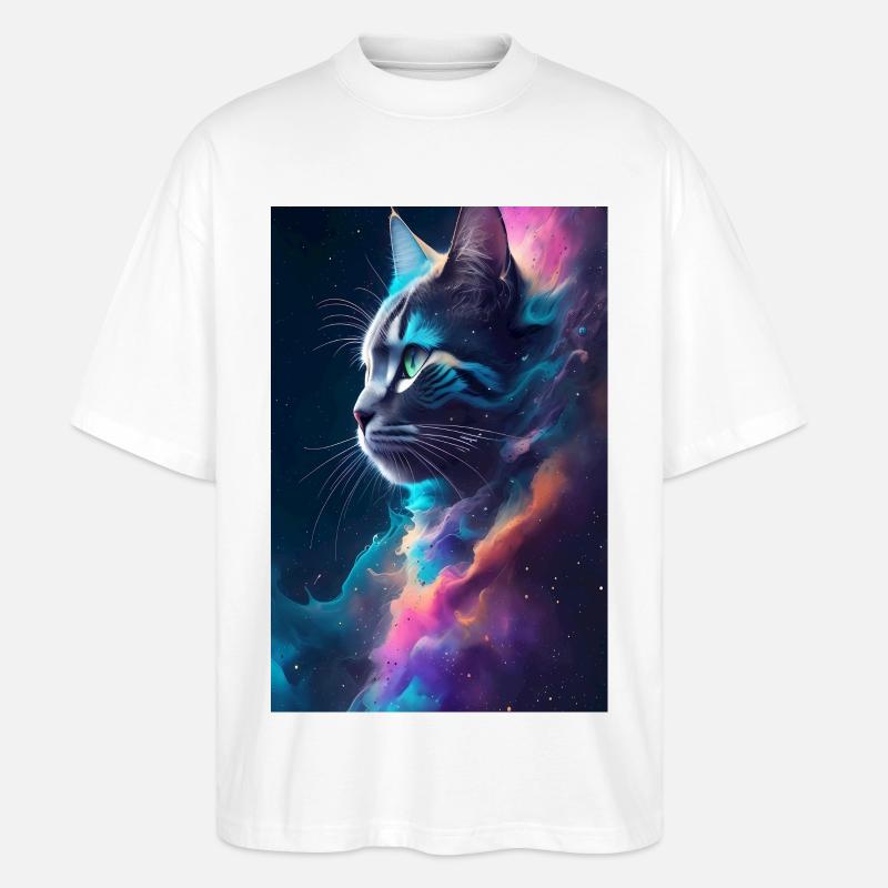 Katzen Gesicht - Stanley/Stella Oversized Unisex Bio T-Shirt Blaster 2.0 - Weiß