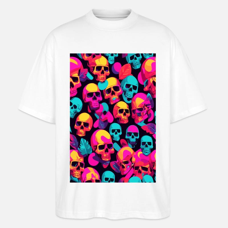 Neon Totenköpfe - Stanley/Stella Oversized Unisex Bio T-Shirt Blaster 2.0 - Weiß