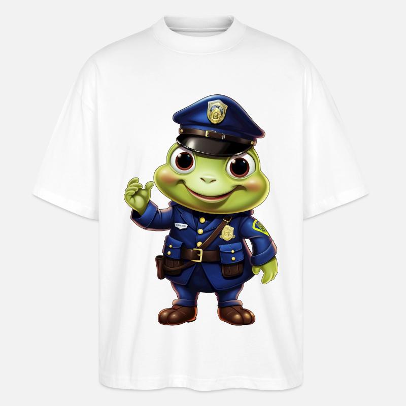 Polizei Frosch - Stanley/Stella Oversized Unisex Bio T-Shirt Blaster 2.0 - Weiß