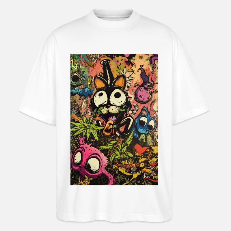 Buntes Comic-Monster Graffiti - Stanley/Stella Oversized Unisex Bio T-Shirt Blaster 2.0 - Weiß