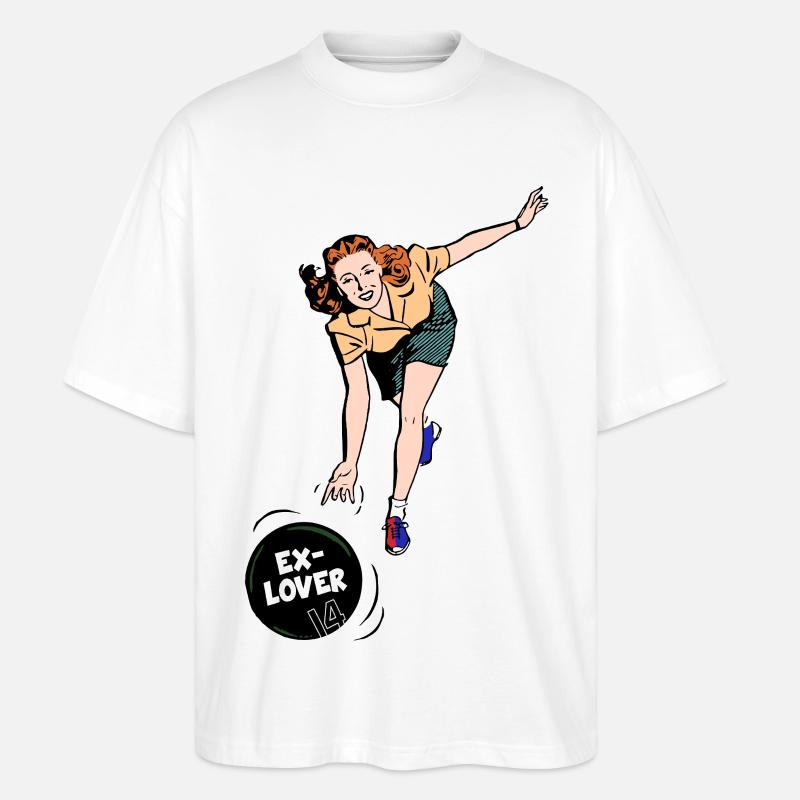 Ex-Lover Bowling – Retro Comic Style - Stanley/Stella Oversized Unisex Bio T-Shirt Blaster 2.0 - Weiß