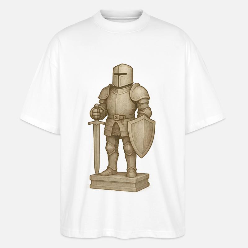 Ritterliche Samurai-Figur im Stone-Style - Stanley/Stella Oversized Unisex Bio T-Shirt Blaster 2.0 - Weiß