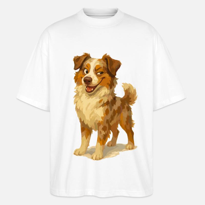 Frecher Australian Shepherd Cartoon - Stanley/Stella Oversized Unisex Bio T-Shirt Blaster 2.0 - Weiß