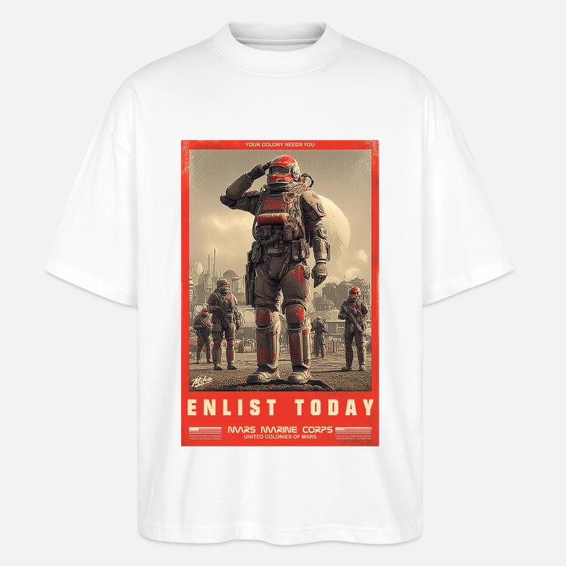 Mars Marine Corps - Stanley/Stella Oversized Unisex Bio T-Shirt Blaster 2.0 - Weiß