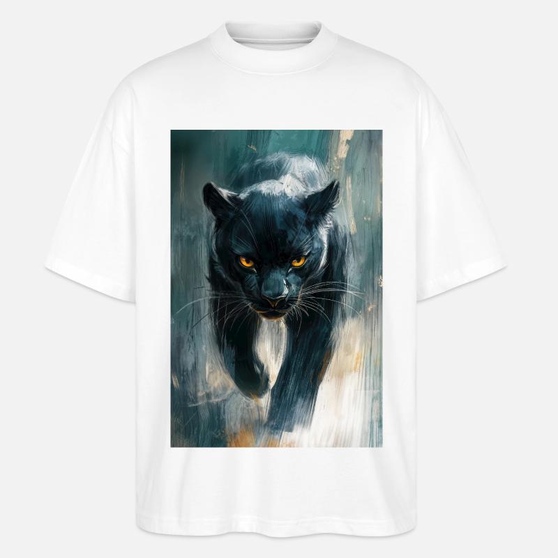 Illustration eines Panthers - Stanley/Stella Oversized Unisex Bio T-Shirt Blaster 2.0 - Weiß