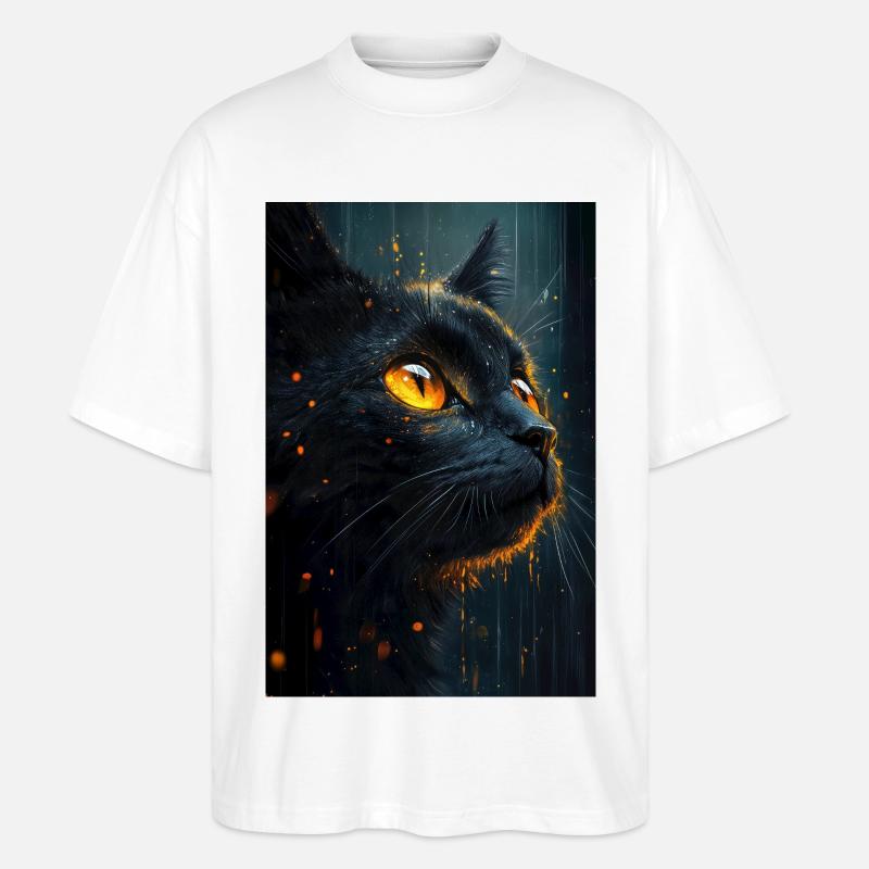 Illustration einer Katze - Stanley/Stella Oversized Unisex Bio T-Shirt Blaster 2.0 - Weiß
