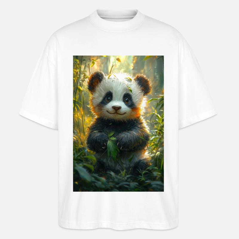 Illustration eines Pandas - Stanley/Stella Oversized Unisex Bio T-Shirt Blaster 2.0 - Weiß