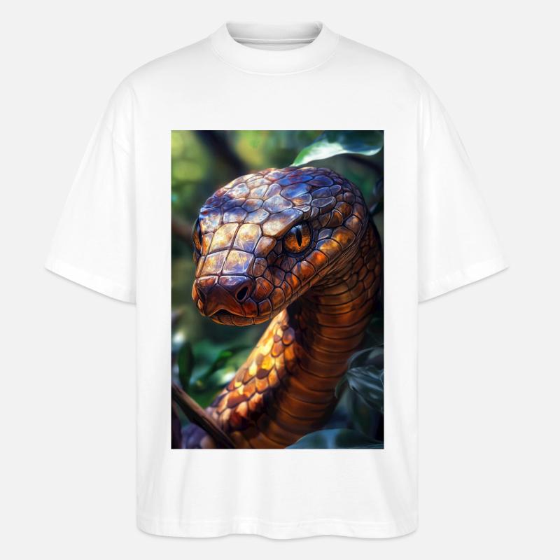 Illustration einer Schlange - Stanley/Stella Oversized Unisex Bio T-Shirt Blaster 2.0 - Weiß