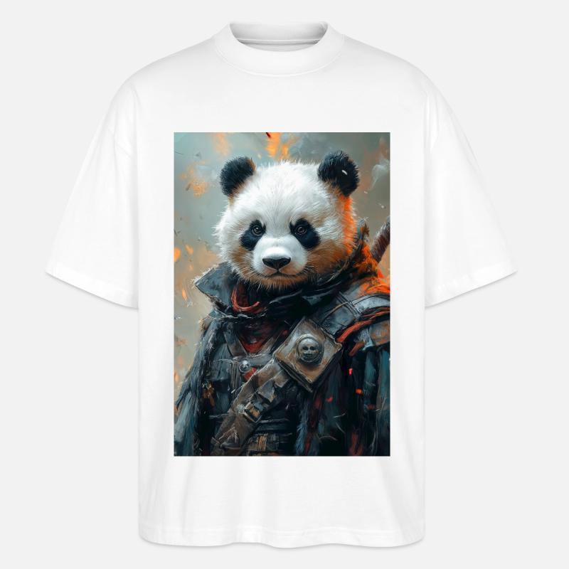 Illustration eines humanoiden Pandas - Stanley/Stella Oversized Unisex Bio T-Shirt Blaster 2.0 - Weiß