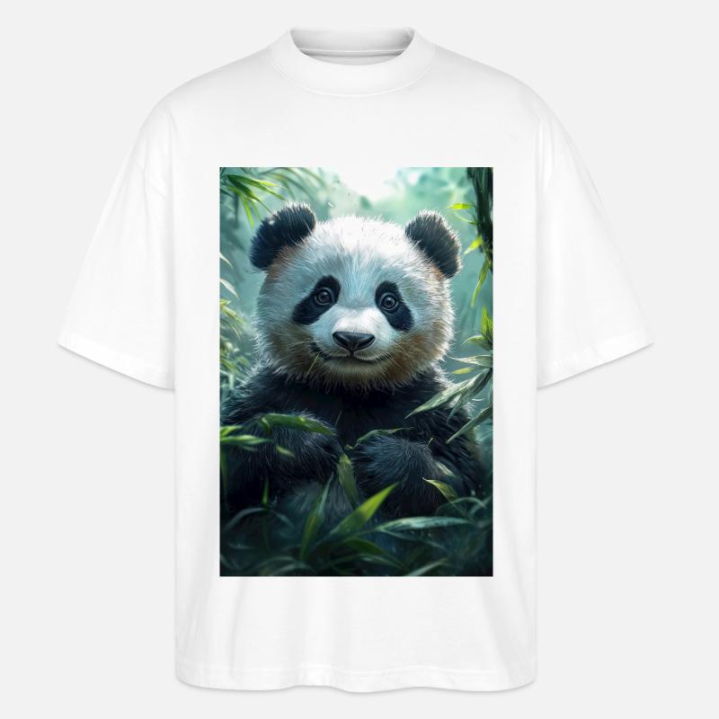 Illustration eines Pandas - Stanley/Stella Oversized Unisex Bio T-Shirt Blaster 2.0 - Weiß