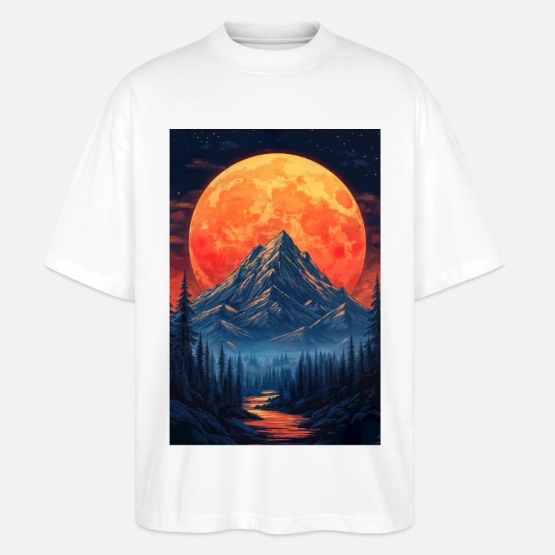 Illustration einer Gebirgslandschaft - Stanley/Stella Oversized Unisex Bio T-Shirt Blaster 2.0 - Weiß
