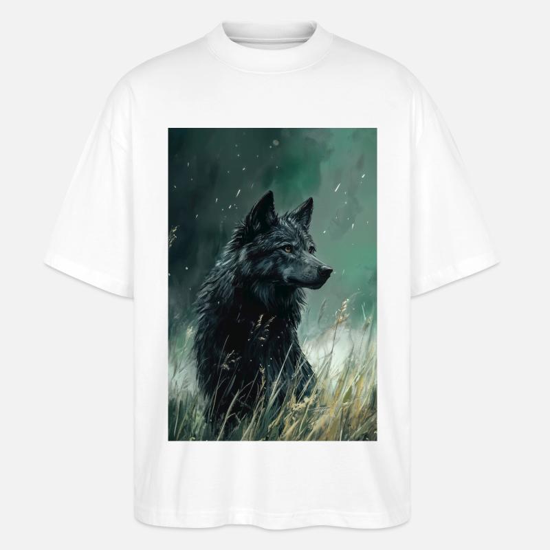 Illustration eines Wolfes - Stanley/Stella Oversized Unisex Bio T-Shirt Blaster 2.0 - Weiß