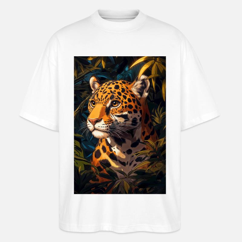 Illustration eines Jaguars - Stanley/Stella Oversized Unisex Bio T-Shirt Blaster 2.0 - Weiß